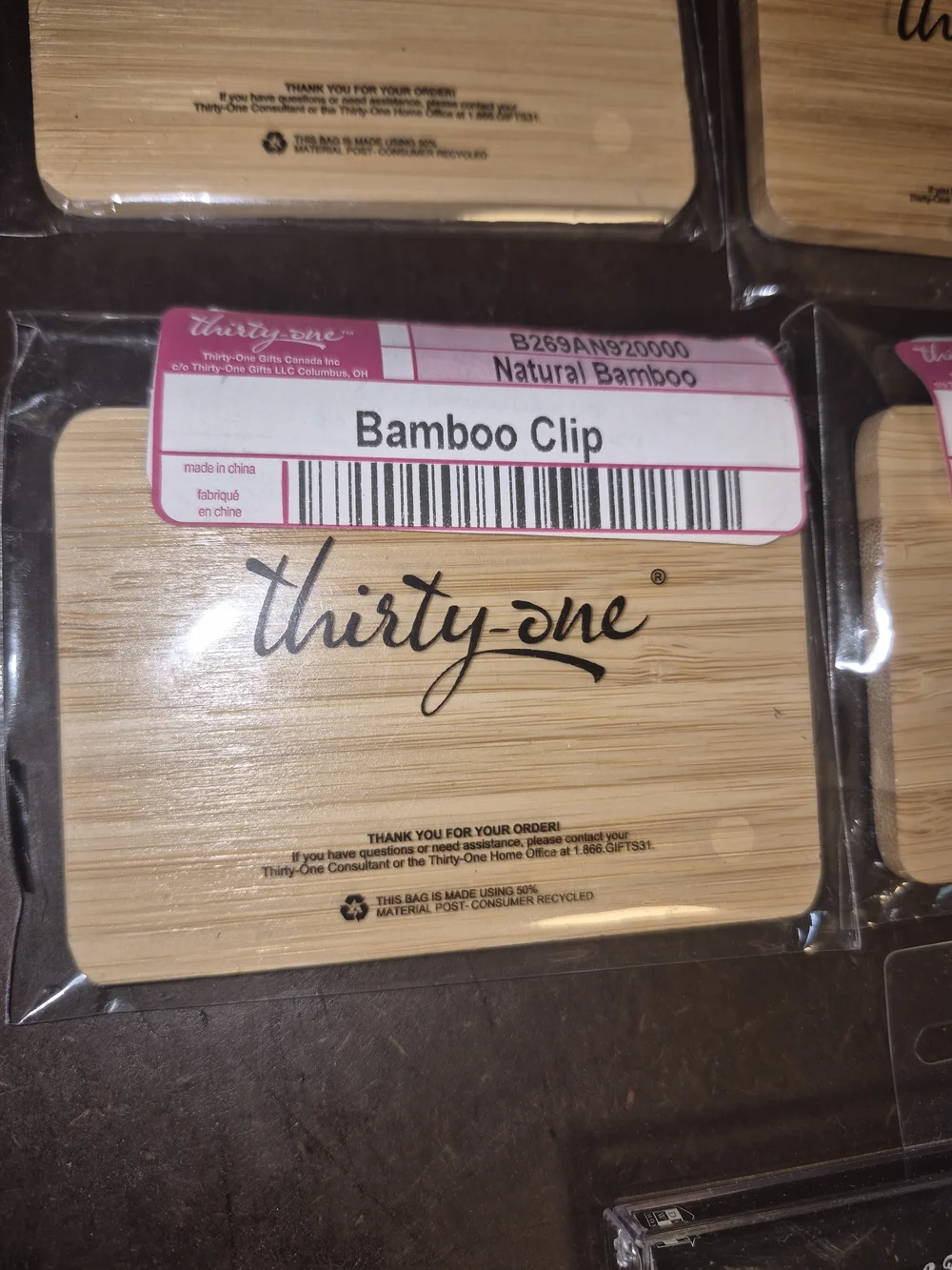 Lot of 16 Thirty-One Natural Bamboo Clips for Storage & Organization 3.5
